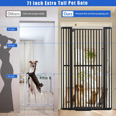 SHYUJAJIE steel gate in black showing sturdy barrier for multi-pet homes