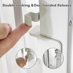 SHYUJAJIE steel pet gate durable construction demonstrates a strong barrier.
