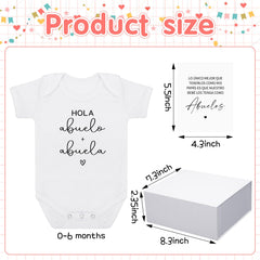 Shyyween Hello Abuelos baby bodysuit on display for reveal photos