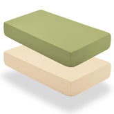 SiinvdaBZX beige sage-green crib sheets 52x28, soft breathable bedding for baby sleep.