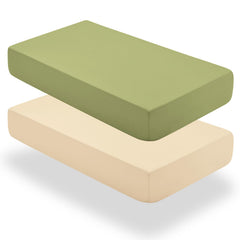 SiinvdaBZX beige sage-green crib sheets 52x28, soft breathable bedding for baby sleep.