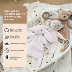 SILI FACTORY Lovey teether rings pictured for gentle gum relief.