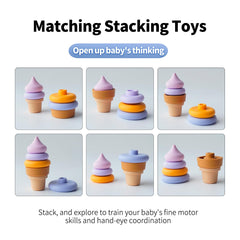 Sili Factory toddler play ice cream stacking rings showing imaginative play and motor skill building