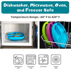Silikong suction plate demonstrates dishwasher-safe ease after meals.