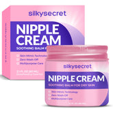 SilkySecret Nipple Cream jar 2oz demonstrates convenient nursing comfort.