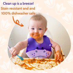 Silly Goose hippo bib pocket wide food catcher keeps crumbs off clothes