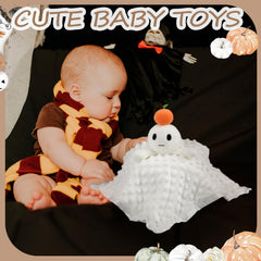 Simgoing plush security blanket with satin accents offers gentle tactile play and self-soothing