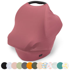 Simka Rose car-seat-cover-nursing-cover in mauve offers versatile privacy on the go.