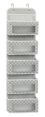 Simple Houseware 5-pocket organizer in nursery maximizing vertical storage without floor clutter.