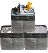 Simple Houseware large fabric storage bin front view with durable handles for easy closet organization.
