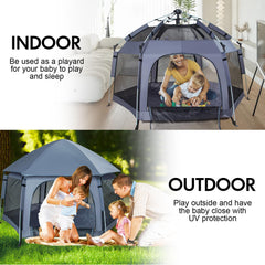 SIMPLGIRL Premium Playpen indoor-outdoor setup offers a large versatile play area.
