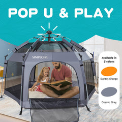 SIMPLGIRL Premium Playpen pop-up quick-assembly for stress-free setup.