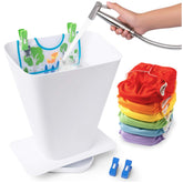 SimplyImagine cloth diaper sprayer shield in white provides splash protection during changes.