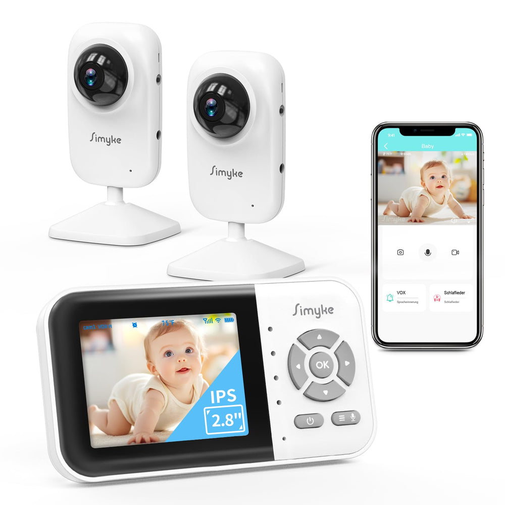 Simyke two-cameras video baby monitor display for flexible home monitoring