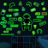 Sinekong Gamer Wall Decals glow in the dark for vibrant night-time gaming ambience.