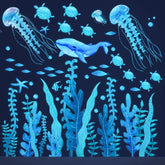 Sinekong Sea Wall Decals seaweed scene enhances kids' room with ocean vibe and glow.