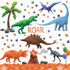 Sinekong watercolor dinosaur wall decals sheet collection — vivid dinosaurs brighten kid's room decor and imagination