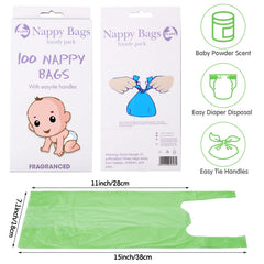 Sinmoe baby diaper bags green tie handles enable easy disposal and carrying