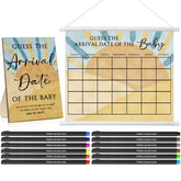 Sintuff baby due date calendar wooden sign with warm finish, a charming centerpiece for baby shower planning.