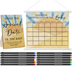Sintuff baby due date calendar wooden sign with warm finish, a charming centerpiece for baby shower planning.
