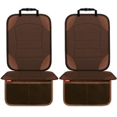 Sinvitron car seat protector brown back view shields upholstery from scuffs and spills.