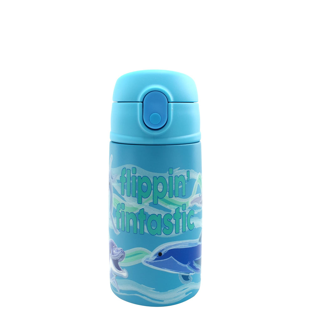 SIP WITH ME Sealife Dolphin bottle front view promotes kid-friendly hydration during play.