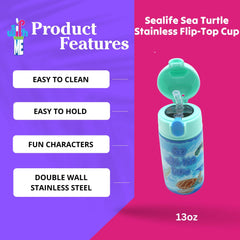 SIP WITH ME stainless steel bottle 13oz highlights durable BPA-free hydration