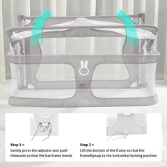 SISTINE Co Sleeper mesh-sides provide visibility and airflow for responsive baby checks.