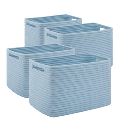 SIXDOVE 4-pack storage baskets blue front view for tidy toys and towels