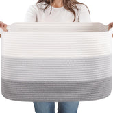 SIXDOVE 65L storage basket front view for blankets and toys organization.