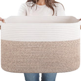 SIXDOVE 65L large storage basket with cotton rope weave, ideal for blankets and cushions.