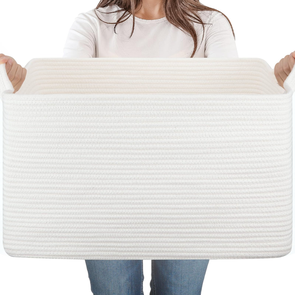 SIXDOVE 65L storage basket blanket – spacious for blankets and pillows, tidy living room.