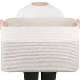 SixDOVE 75L blanket basket in cotton rope keeps blankets organized and cozy