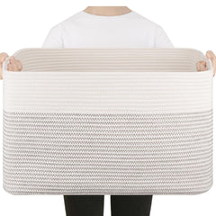 SixDOVE 75L blanket basket in cotton rope keeps blankets organized and cozy
