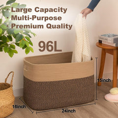 SIXDOVE blanket basket in living room demonstrating versatile storage.