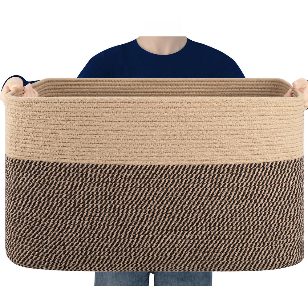 SIXDOVE blanket basket in natural cotton rope for safe home storage.