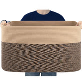SIXDOVE blanket basket in natural cotton rope for safe home storage.
