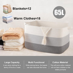 SIXDOVE cotton rope basket closeup weave highlighting durable texture.