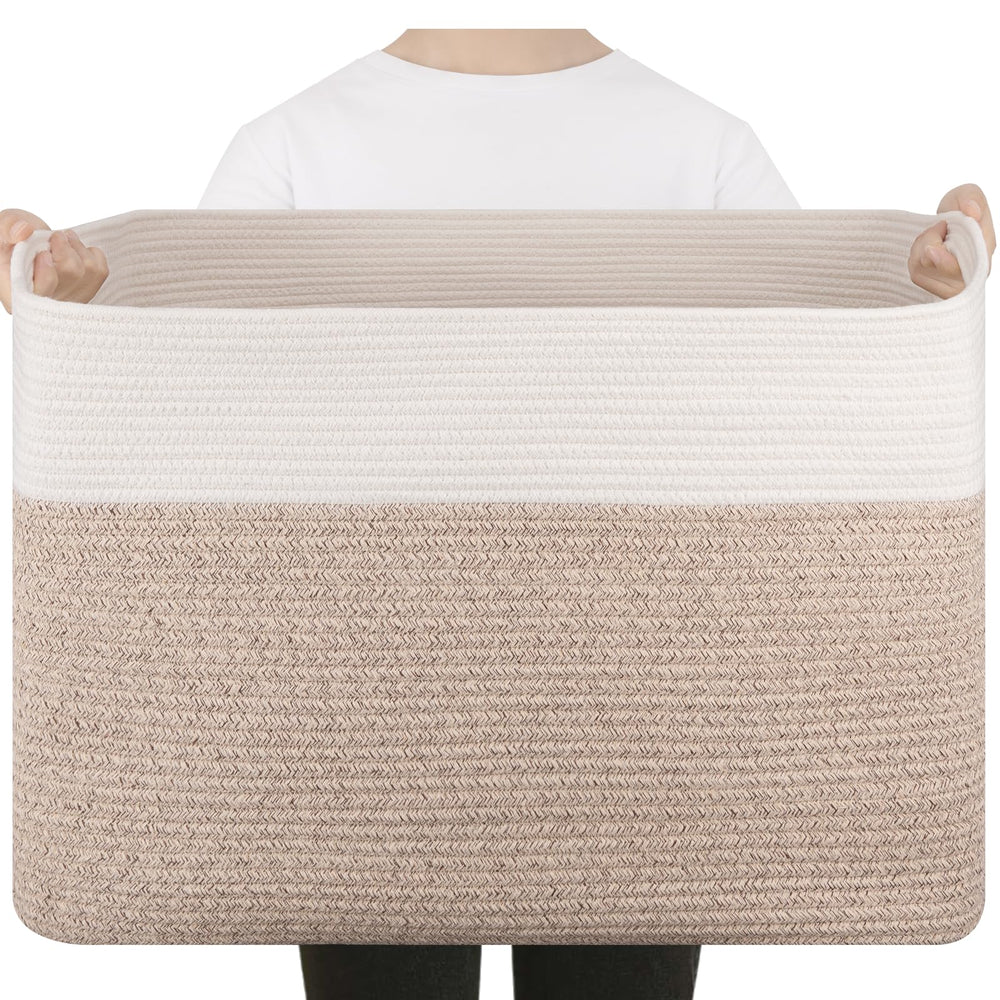 SIXDOVE extra large blanket basket front view for organized living spaces