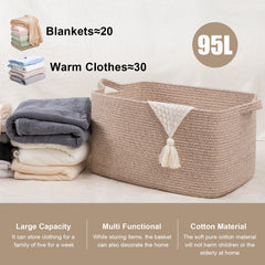 SIXDOVE large storage basket with double-handles for easy room-to-room carrying.