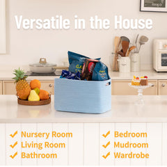 SIXDOVE storage basket on shelf blue shows sturdy cube design for easy access