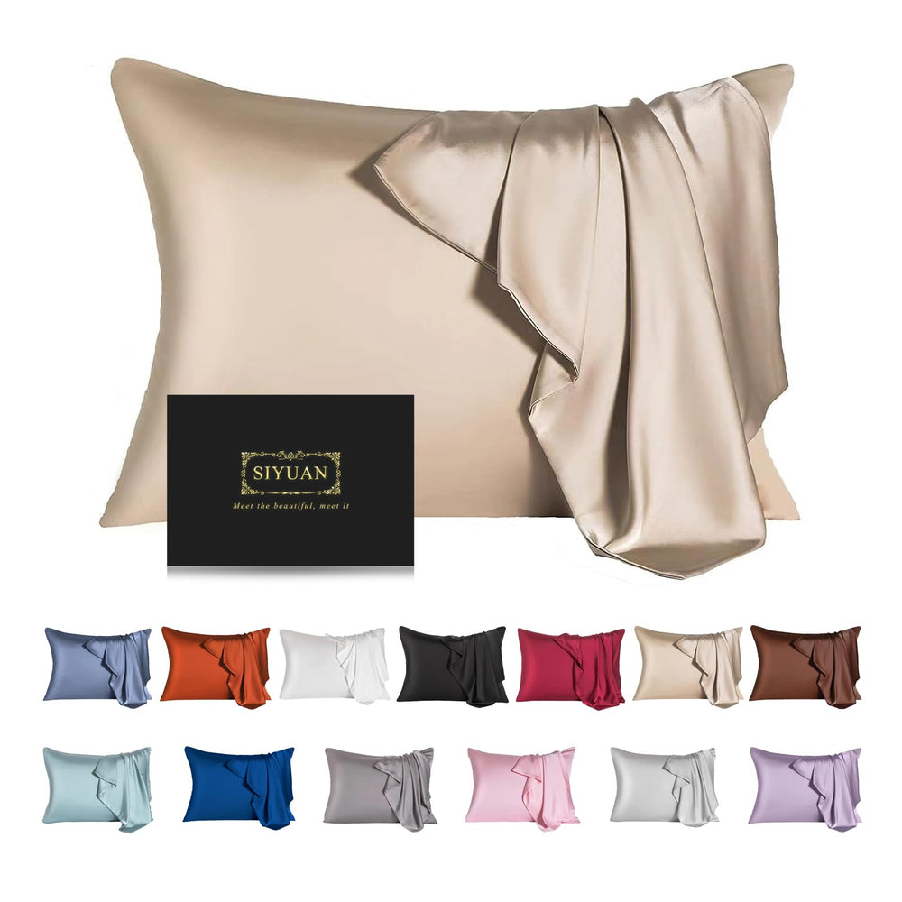 SIYUAN toddler champagne silk pillowcase with hidden zipper secures pillow