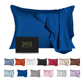 SIYUAN Mulberry Silk Pillowcase Gem Blue closeup shows ultra-soft fabric for hair and skin