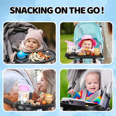Sjxsimwoo snack tray double-clip ensures secure attachment on most round stroller arms