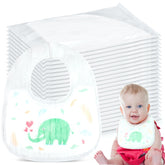 Skicuff 100-pcs disposable bibs packaging showing individually wrapped bibs for travel