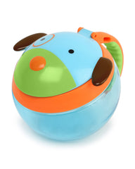 Skip Hop Baby Snack Container Dog Lid with snap-top seal keeps snacks fresh.