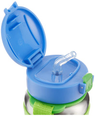 Skip Hop Dino straw-lid closed reveals clean, ready-to-use straw on the go