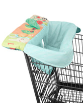 Skip Hop Farmstand cart cover front view with carrot teether engages baby during shopping