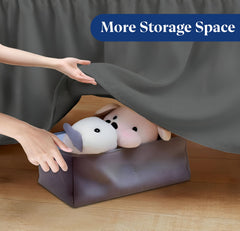 SKY BEDDINGS crib skirt hides under-crib storage, keeping diapers and toys neatly tucked away.