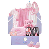 Sky Bliss gift box highlighting the pink newborn set for easy gifting